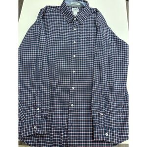 LL‎ Bean Slightly Fitted Plaid Button Down Shirt Men's L Tall Blue Red